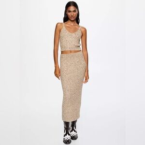 Mango Marbled Ribbed Knit Top & Skirt Co-Ord Set — XS (Top) & S (Skirt)